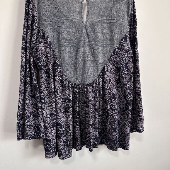 Anthropologie Akemi Kin Top M Marcella Lace Up Scoop Neck Boho Bell Sleeve - Picture 11 of 13